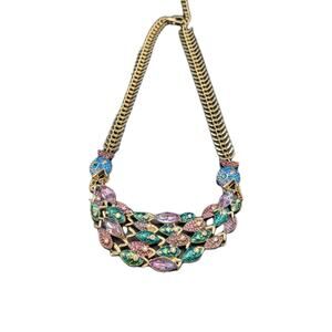 Gold-Tone Betsey Johnson School of Fish Blue Pink Statement Necklace Extender